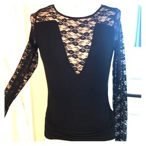 H&M black lace fitted top